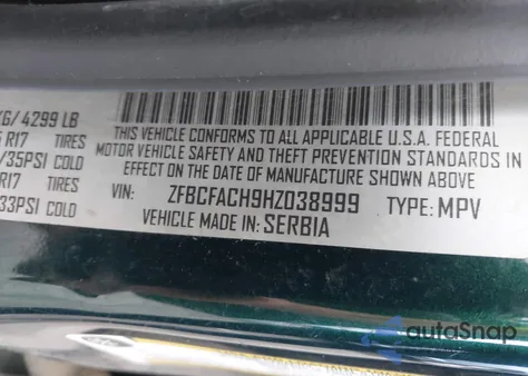 2017 Fiat 500L Lounge z USA, uszkodzony, nr VIN ZFBCFACH9HZ038999